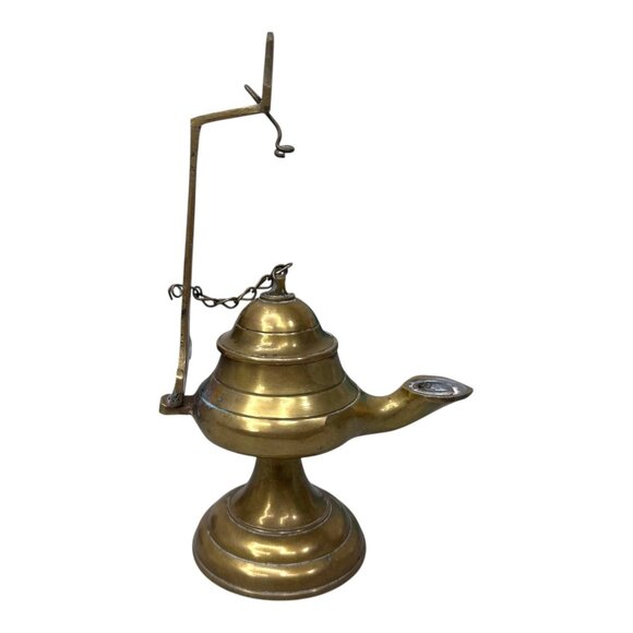 Vintage Brass Betty Oil Lamp Hanging Antique Collectible Miners Nautical Ship 6" - Picture 7 of 10